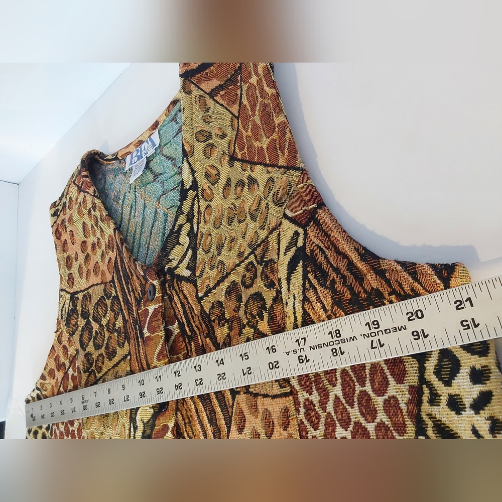 Vintage 90s Animal Print Tapestry Vest Button Down - Picture 6 of 8